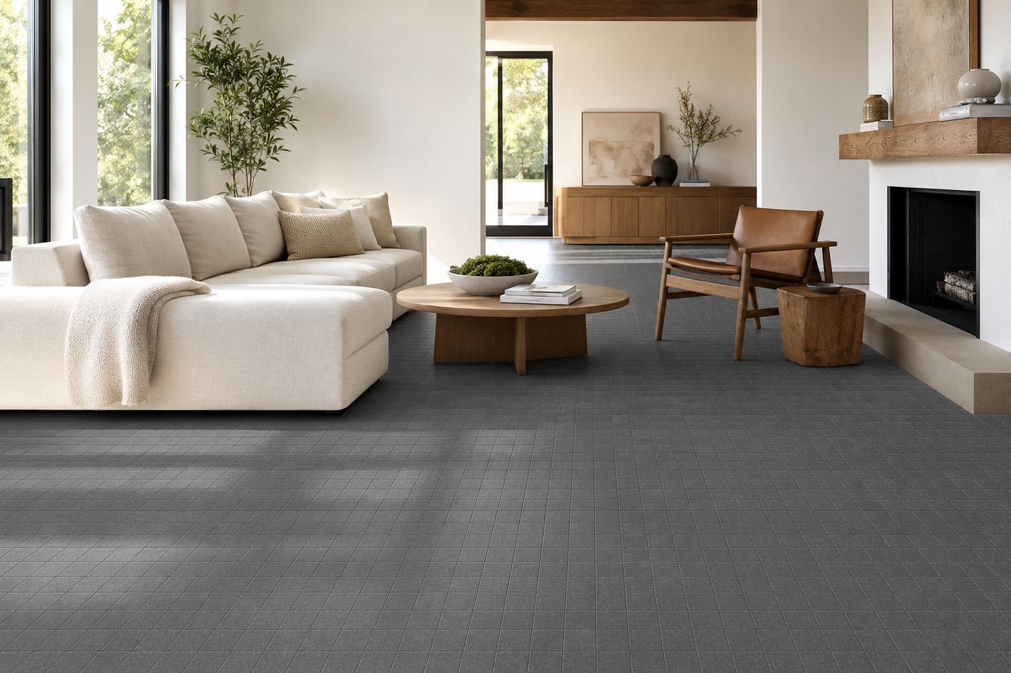 Topcu Stride Dark Grey 2" x 2" Porcelain Mosaic Tile | Spotlight Savings