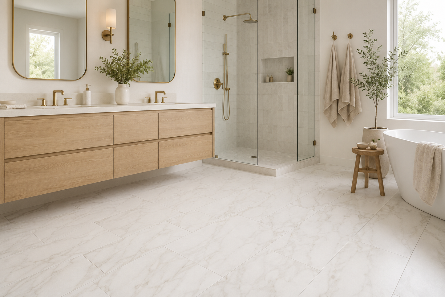 Marazzi Marble Obsession 12 x 24 Porcelain Floor and Wall Tile - Arabescato - Matte | 12" x 24" | Spotlight Savings