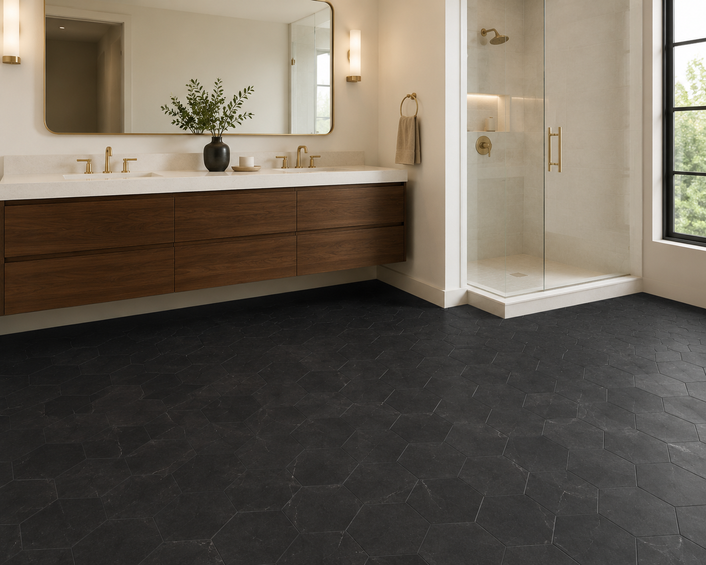 Daltile Perpetuo Infinite Black Matte 8" x 9" Hexagon Porcelain Tile | Spotlight Savings