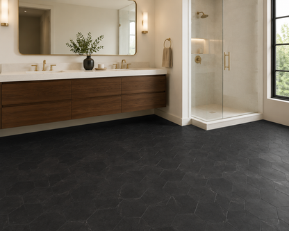 Daltile Perpetuo Infinite Black Matte 8" x 9" Hexagon Porcelain Tile | Spotlight Savings