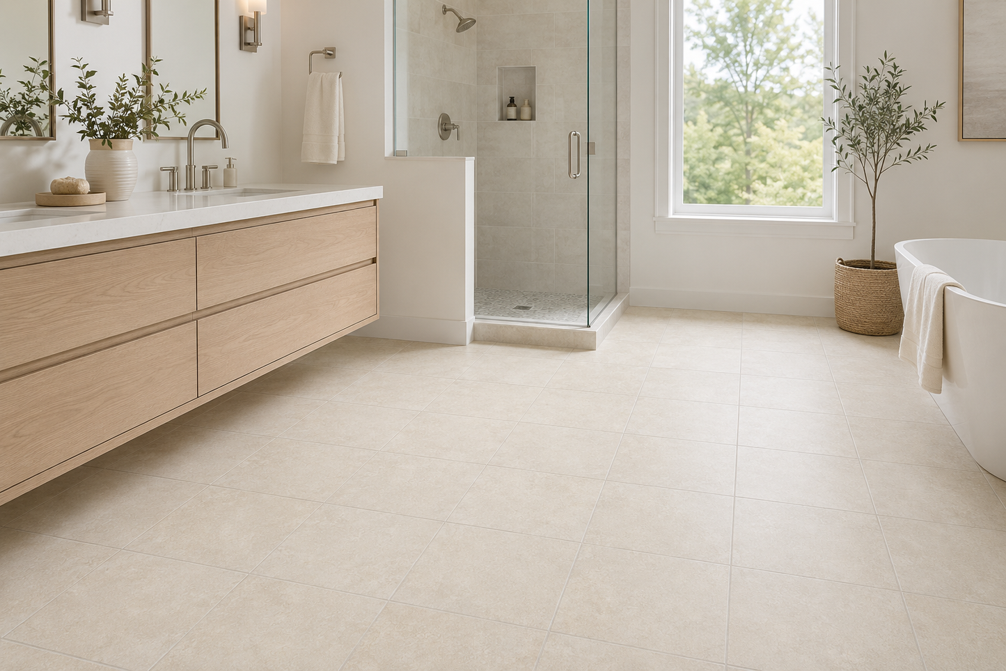 Shaw Serenity 13 Bone 13" x 13" Ceramic Floor & Wall Tile | Spotlight Savings