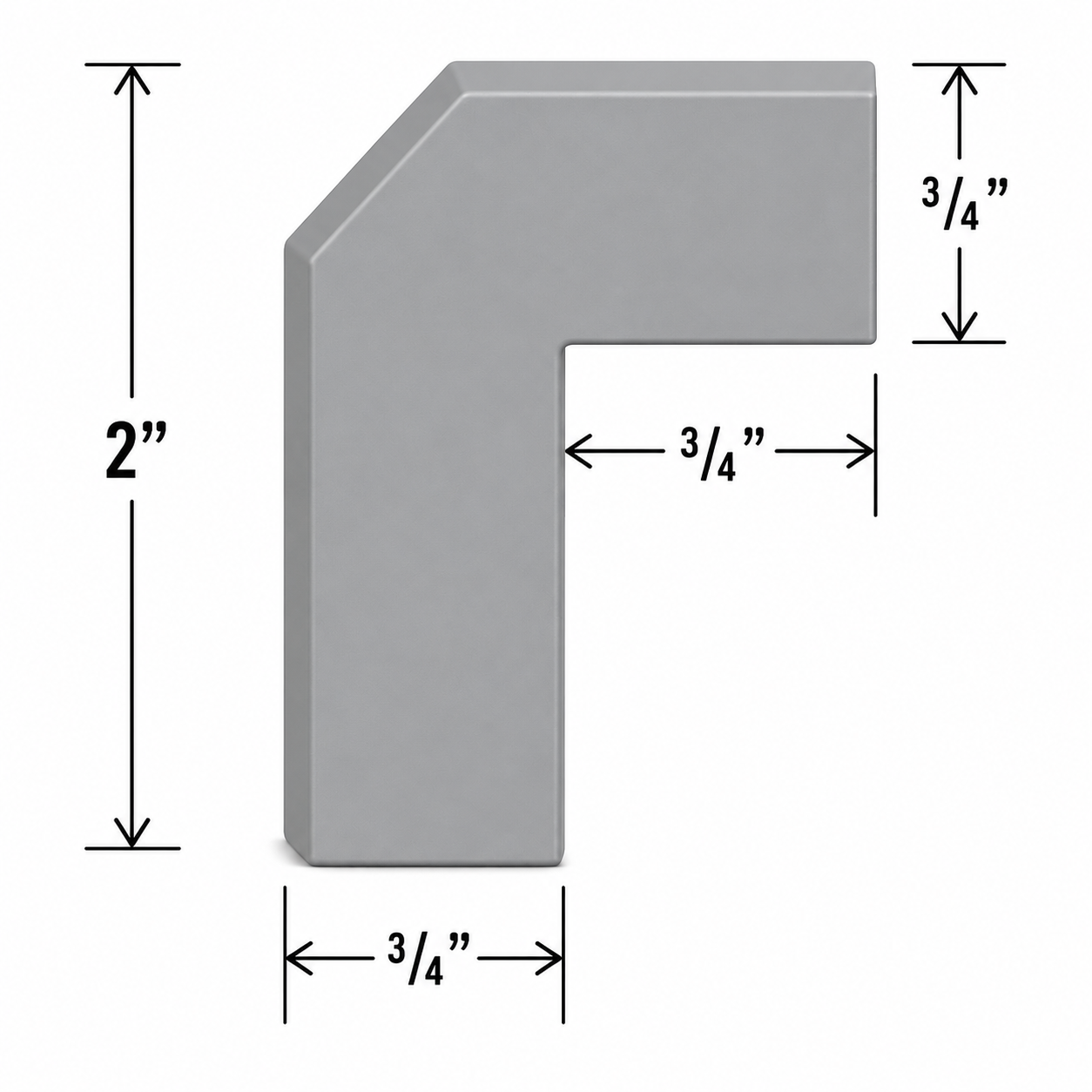 ALRM8 Angle Light Rail Moulding| 96" Long x 1-9/16" High | Launch Cabinet Collection
