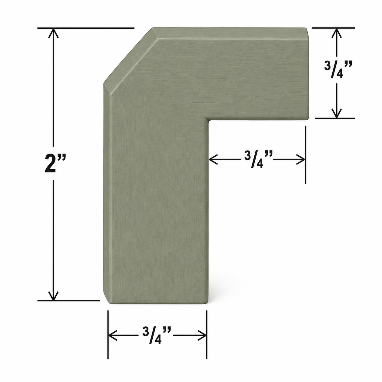 ALRM8 Angle Light Rail Moulding| 96" Long x 1-9/16" High | Launch Cabinet Collection