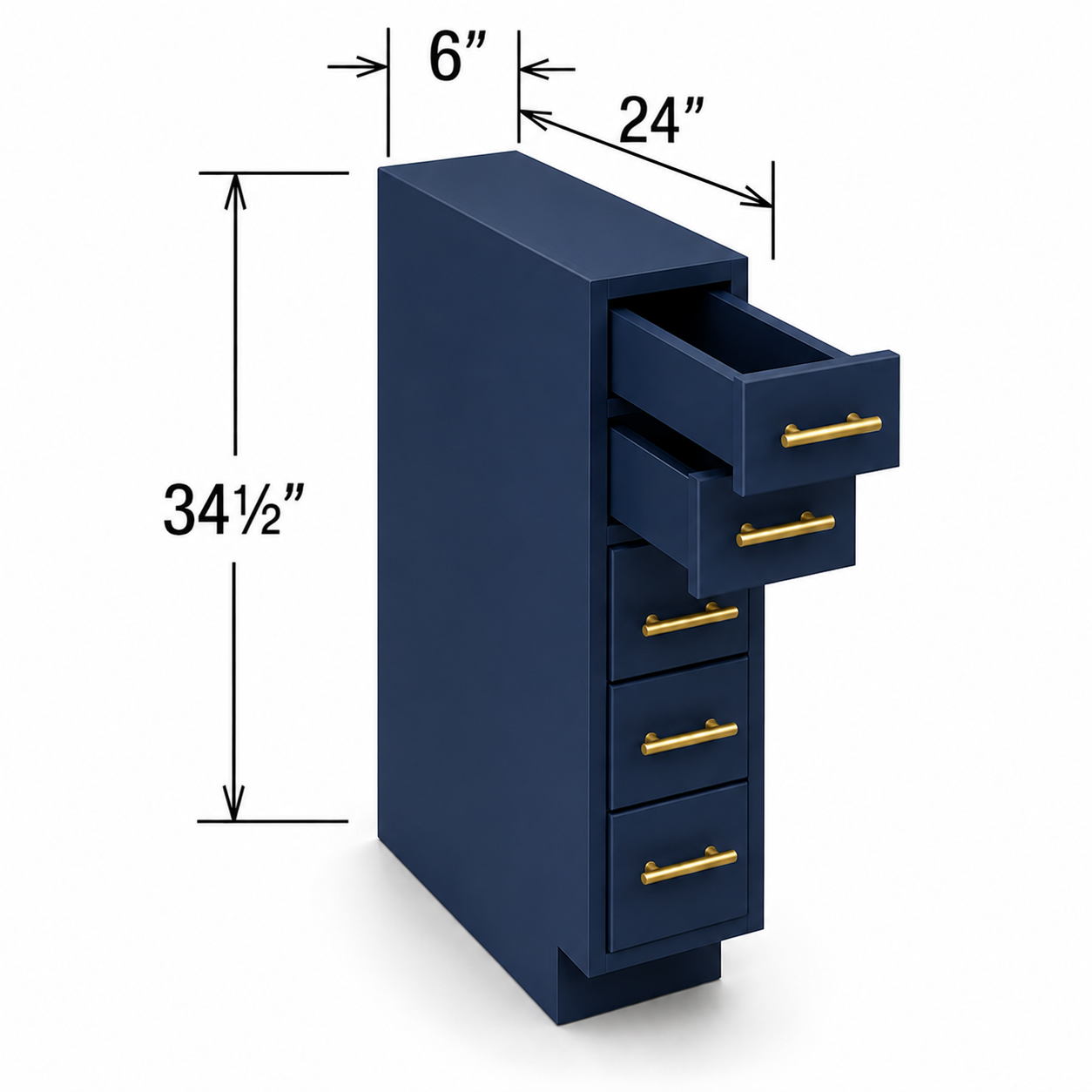 BSDC6 | Base Spice Drawer Cabinet | 6"W x 34 1/2"H x 24"D | 5 Drawers | Launch Cabinet Collection