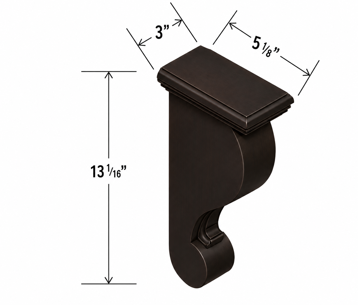 CBT | Decorative Corbel | 3"W x 12 3/4"H x 6"D | Launch Cabinet Collection
