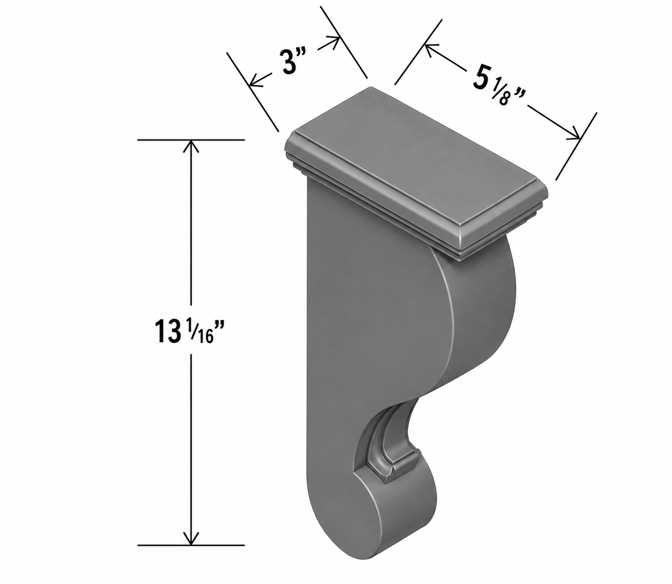 CBT | Decorative Corbel | 3"W x 12 3/4"H x 6"D | Launch Cabinet Collection