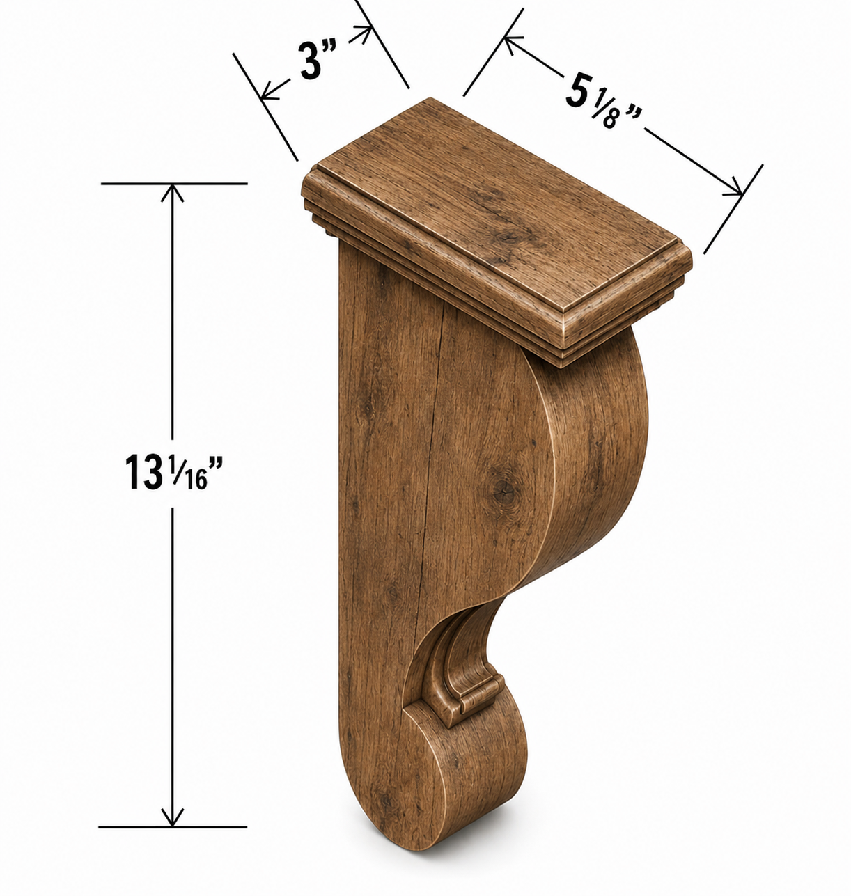 CBT | Decorative Corbel | 3"W x 12 3/4"H x 6"D | Launch Cabinet Collection