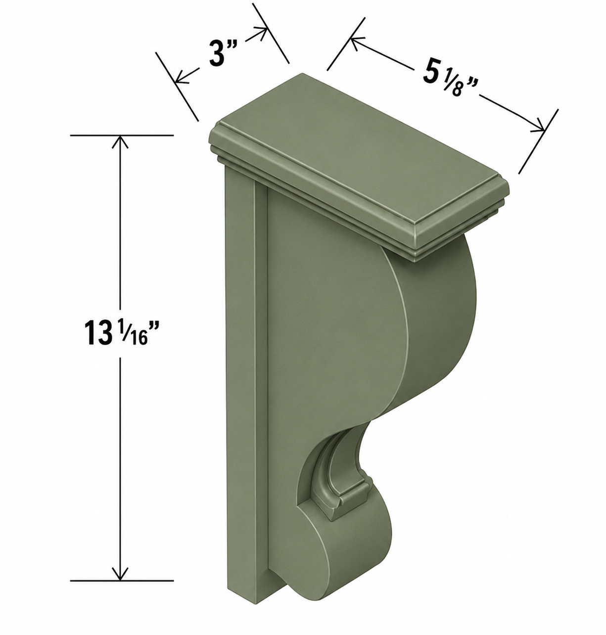 CBT | Decorative Corbel | 3"W x 12 3/4"H x 6"D | Launch Cabinet Collection