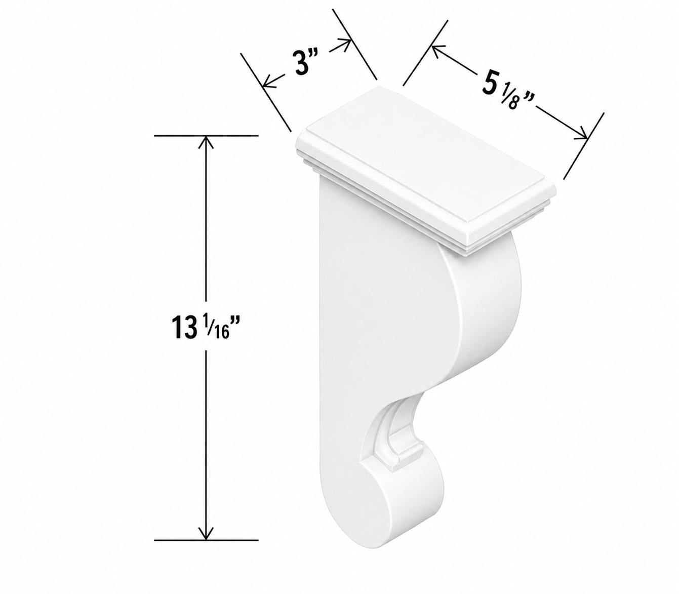 CBT | Decorative Corbel | 3"W x 12 3/4"H x 6"D | Launch Cabinet Collection