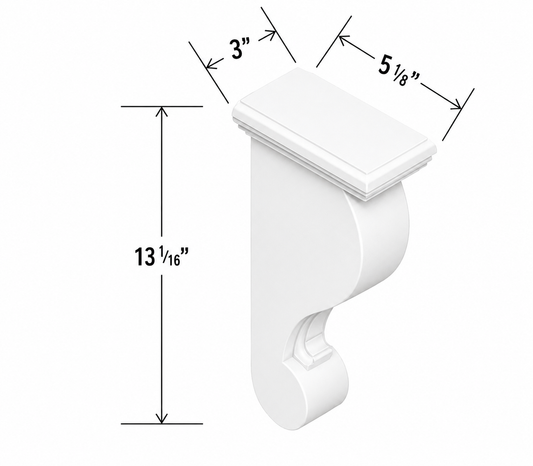 CBT | Decorative Corbel | 3"W x 12 3/4"H x 6"D | Launch Cabinet Collection