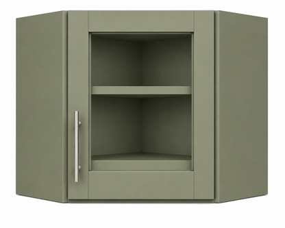 DCW2412GD Wall Diagonal Glass Door Corner Cabinet | 24"W x 12"H x 12"D | Launch Collection