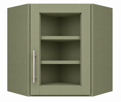 DCW2430GD Wall Diagonal Glass Door Corner Cabinet | 24"W x 30"H x 12"D | Launch Collection
