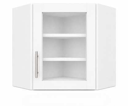 DCW2430GD Wall Diagonal Glass Door Corner Cabinet | 24"W x 30"H x 12"D | Launch Collection