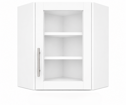 DCW2436GD Wall Diagonal Glass Door Corner Cabinet | 24"W x 36"H x 12"D | Launch Collection