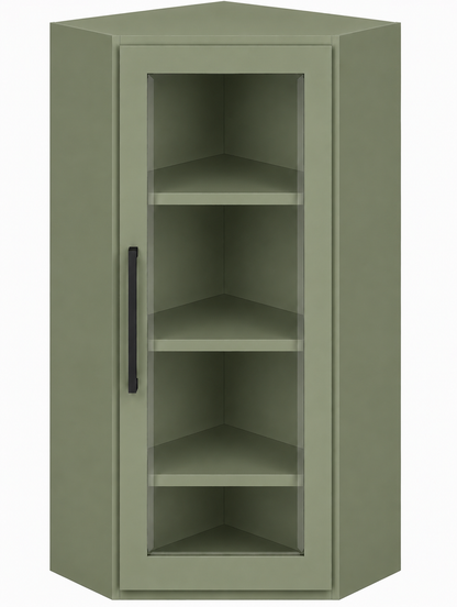 DCW2442GD Diagonal Glass Door Corner Wall Cabinet | 24" Wide x 42" High | Launch Cabinet Collection