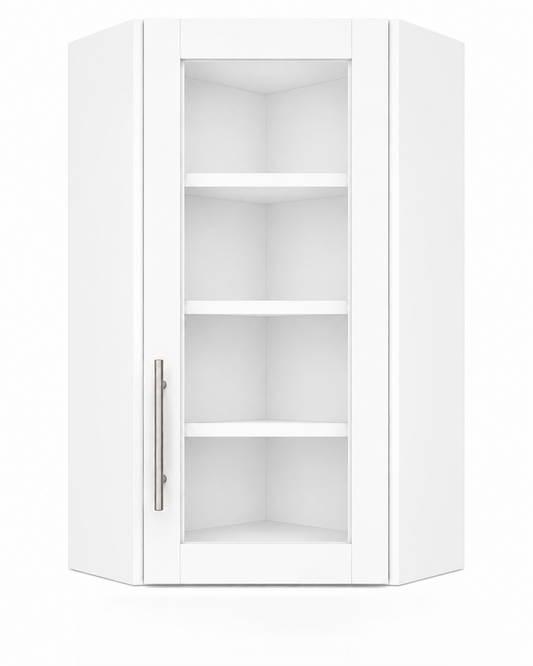 DCW2442GD Diagonal Glass Door Corner Wall Cabinet | 24" Wide x 42" High | Launch Cabinet Collection