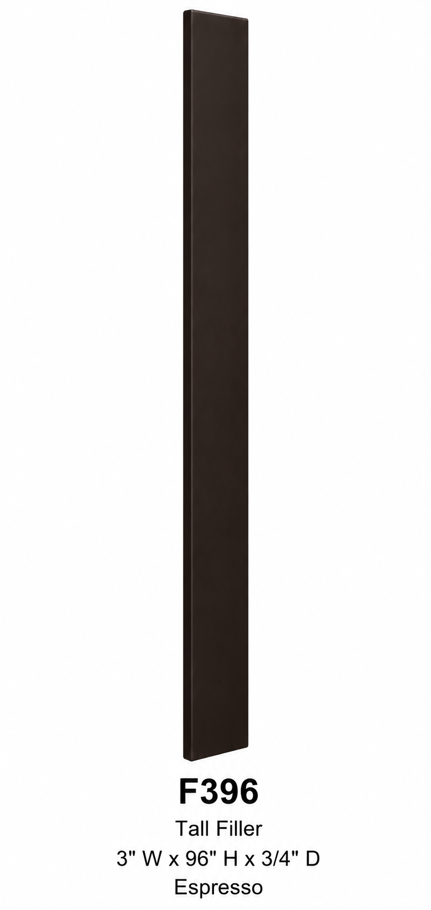 F396 Cabinet Filler | 3" Wide x 96" High x 3/4" Thick | Launch Cabinet Collection