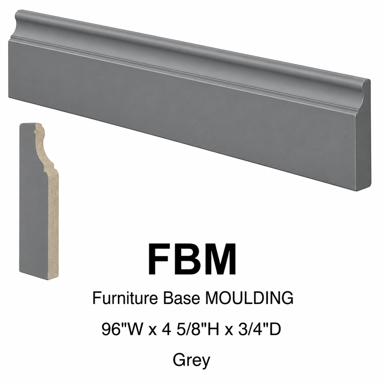 FBM Furniture Base Moulding | 96" Wide x 4-5/8" High x 3/4" Deep | Launch Cabinet Collection