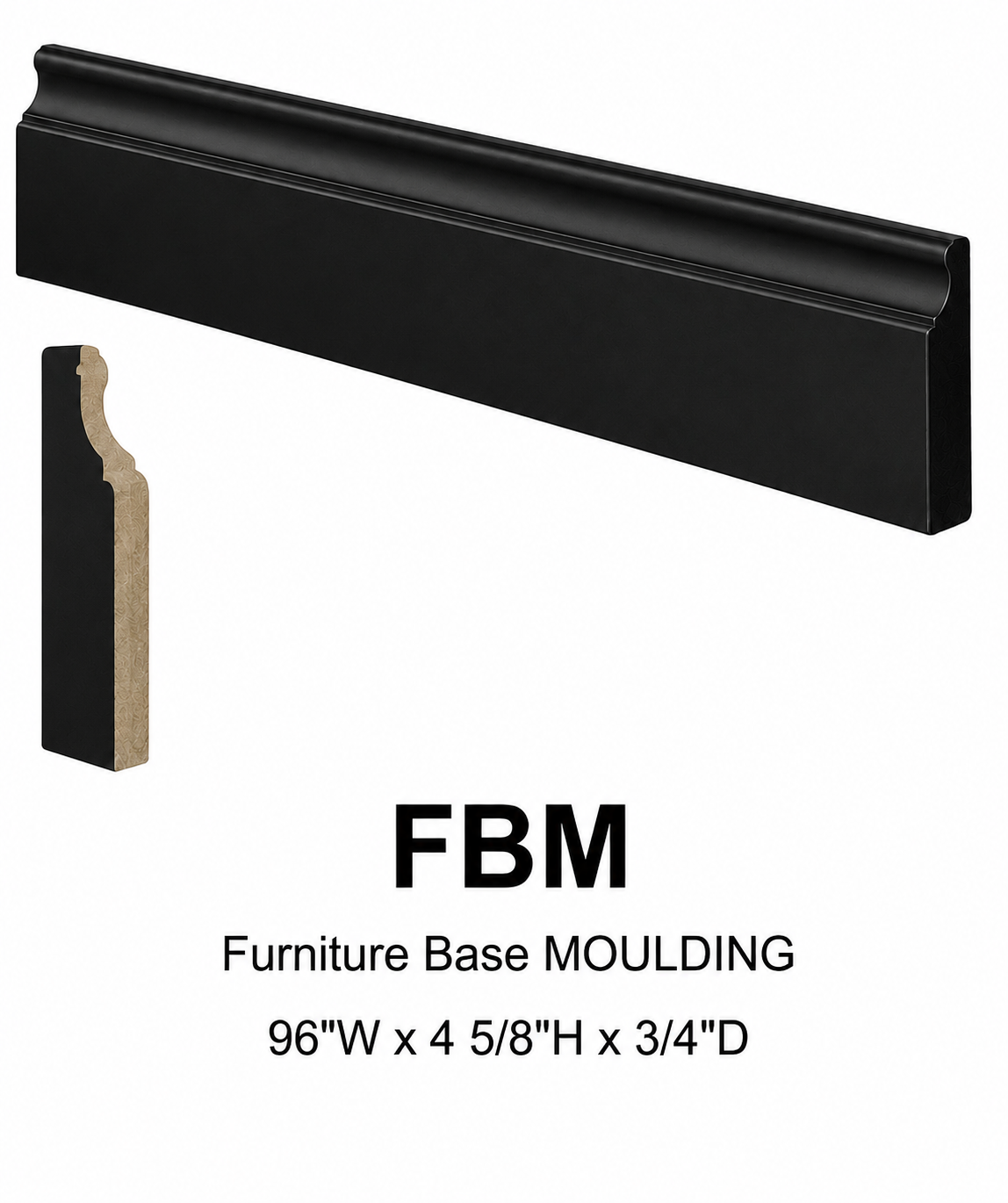 FBM Furniture Base Moulding | 96" Wide x 4-5/8" High x 3/4" Deep | Launch Cabinet Collection
