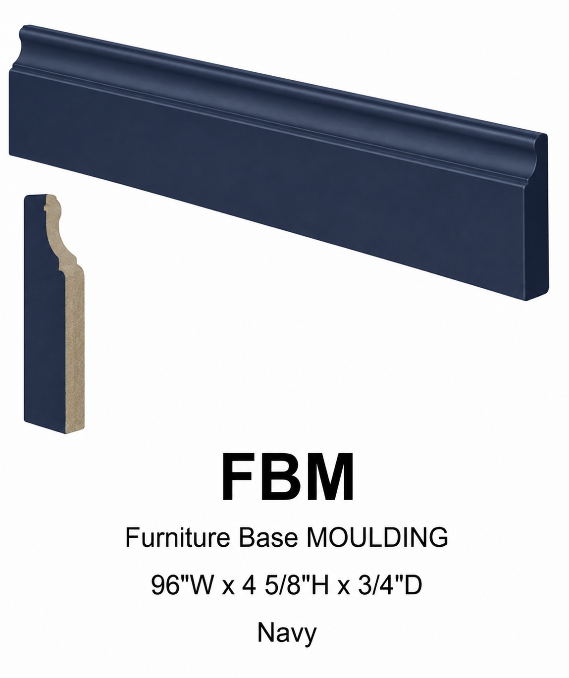 FBM Furniture Base Moulding | 96" Wide x 4-5/8" High x 3/4" Deep | Launch Cabinet Collection