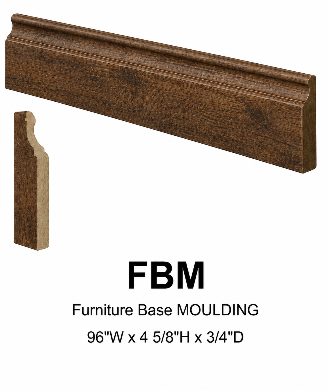 FBM Furniture Base Moulding | 96" Wide x 4-5/8" High x 3/4" Deep | Launch Cabinet Collection