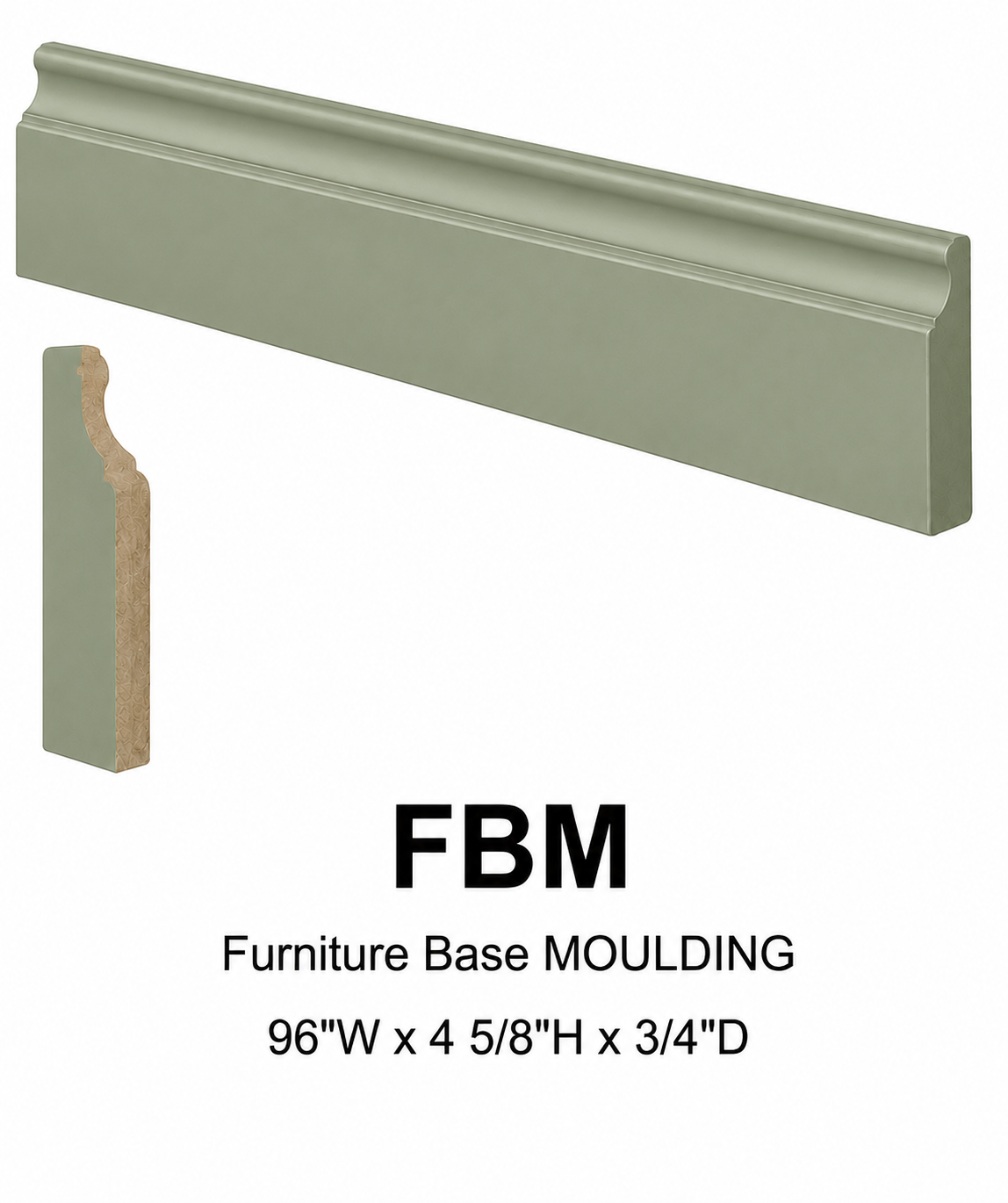 FBM Furniture Base Moulding | 96" Wide x 4-5/8" High x 3/4" Deep | Launch Cabinet Collection