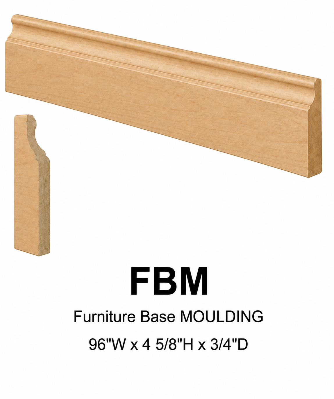 FBM Furniture Base Moulding | 96" Wide x 4-5/8" High x 3/4" Deep | Launch Cabinet Collection