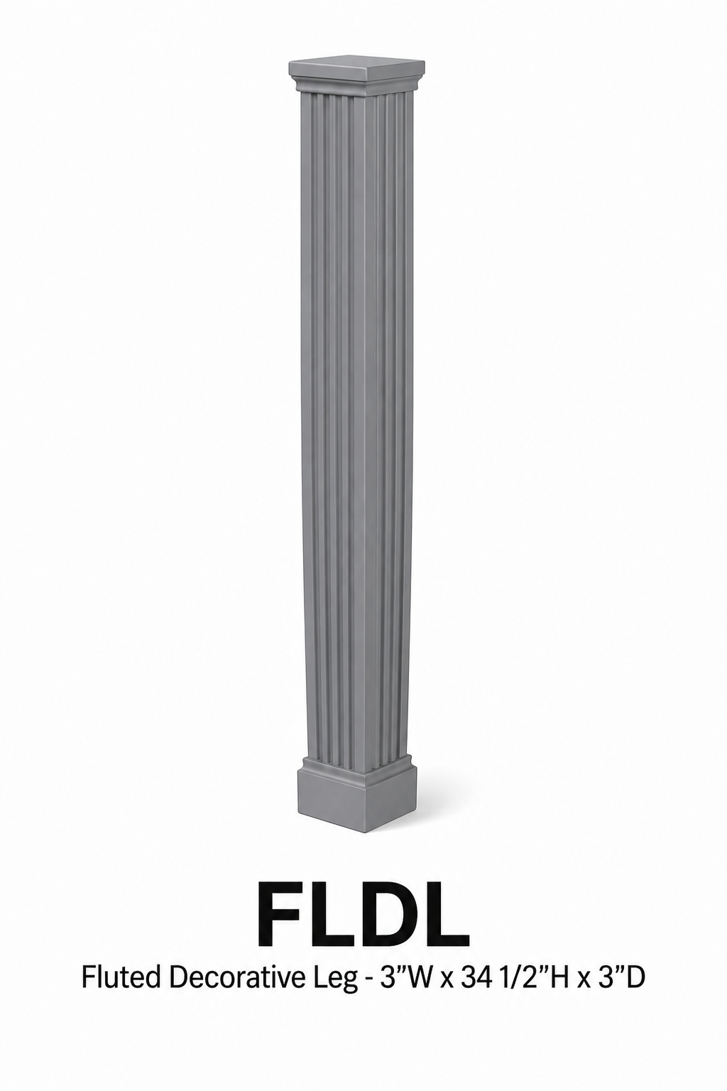 FLDL Fluted Decorative Leg | 3" Wide x 34-1/2" High x 3" Deep | Launch Cabinet Collection