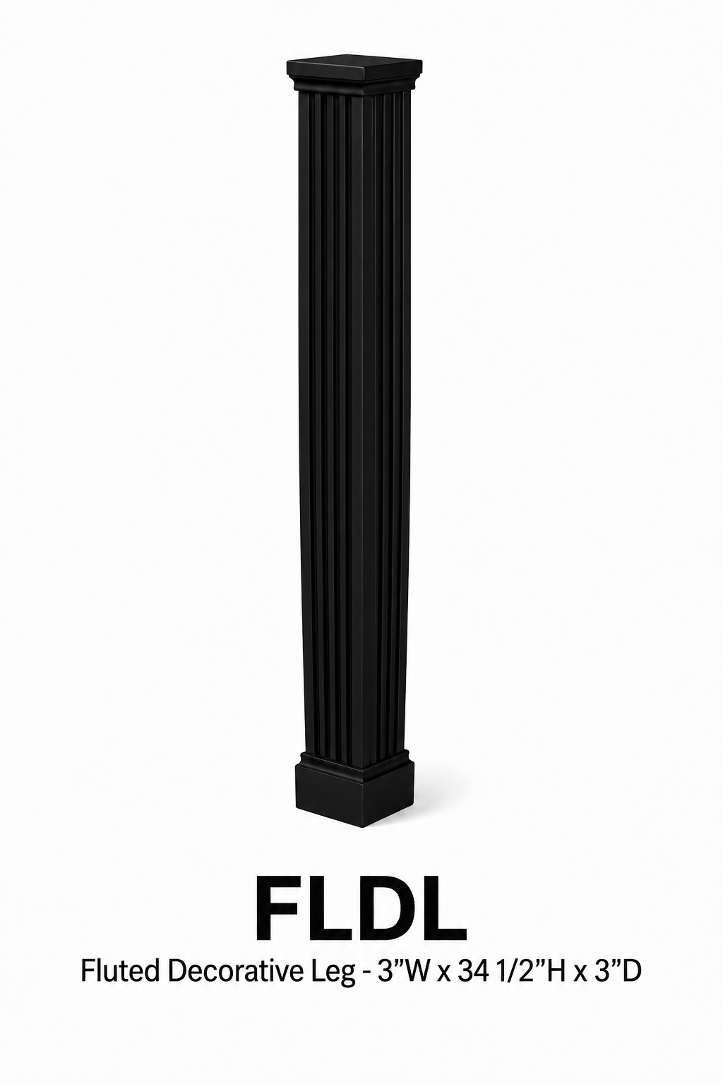FLDL Fluted Decorative Leg | 3" Wide x 34-1/2" High x 3" Deep | Launch Cabinet Collection