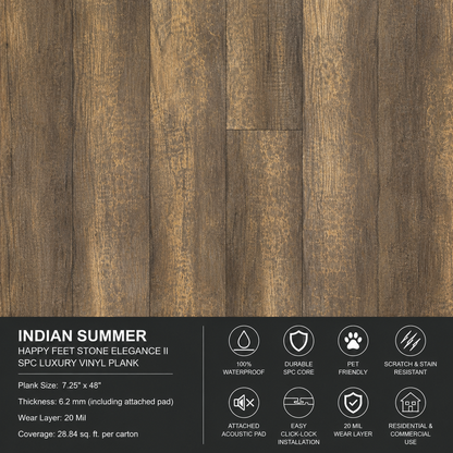 Happy Feet Stone Elegance II SPC - Indian Summer (HF455V) - Luxury Vinyl Plank Flooring | 7.25" x 48" | Spotlight Savings