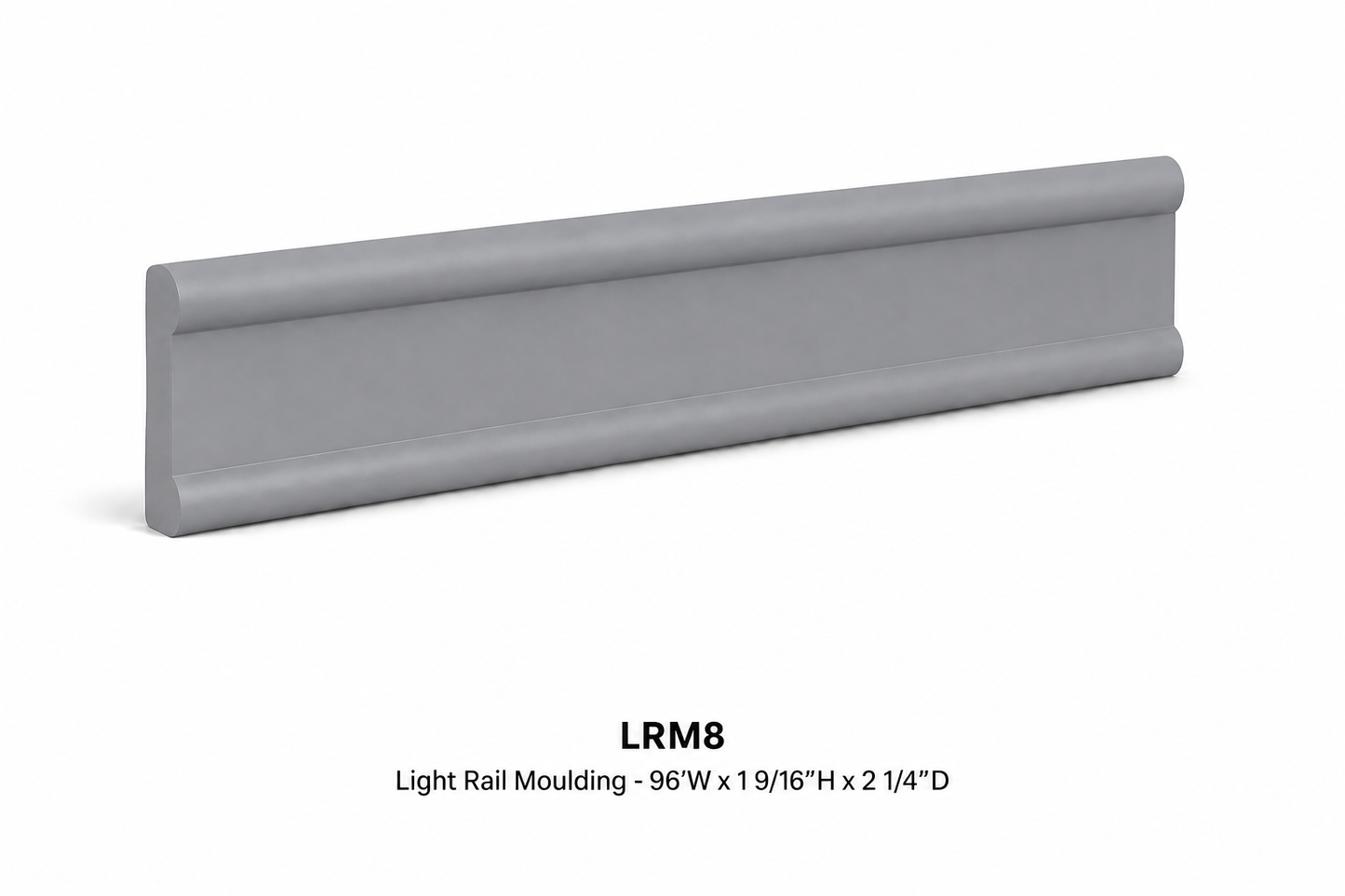 LRM8 Light Rail Moulding | 96" Wide x 1-9/16" High x 2-1/4" Deep | Launch Cabinet Collection