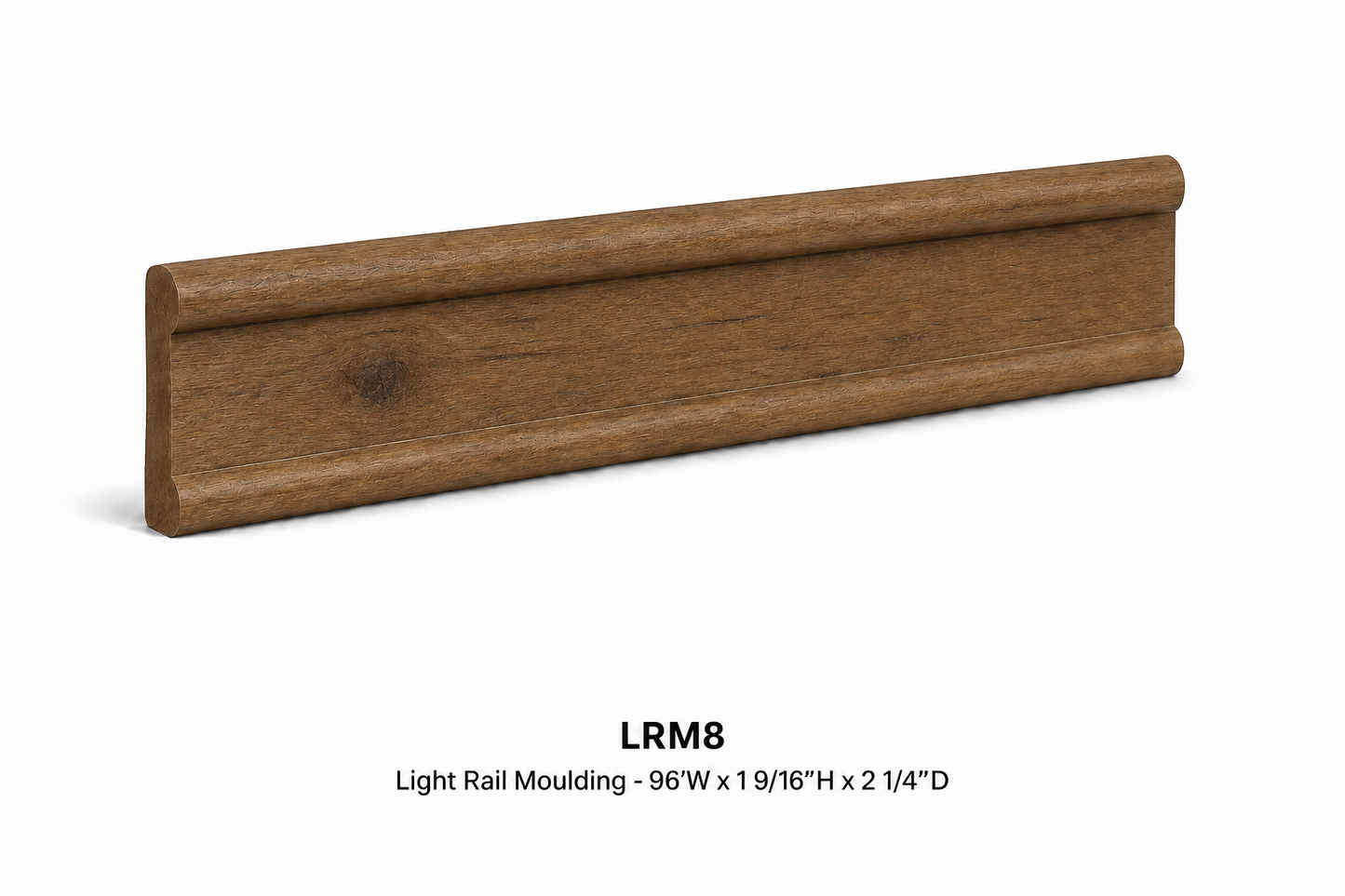 LRM8 Light Rail Moulding | 96" Wide x 1-9/16" High x 2-1/4" Deep | Launch Cabinet Collection
