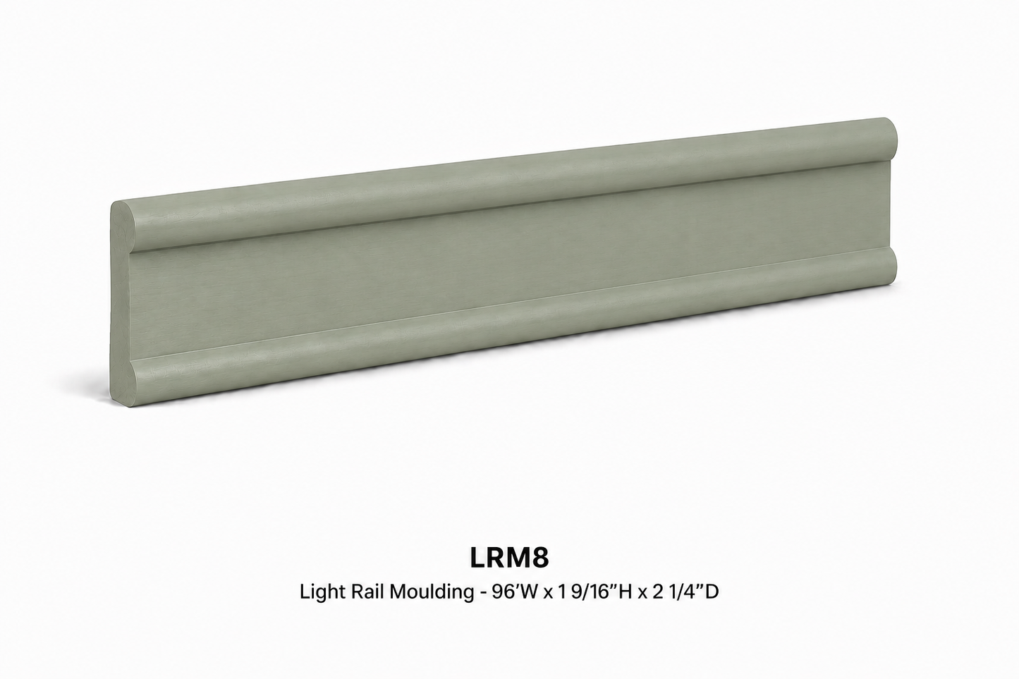 LRM8 Light Rail Moulding | 96" Wide x 1-9/16" High x 2-1/4" Deep | Launch Cabinet Collection
