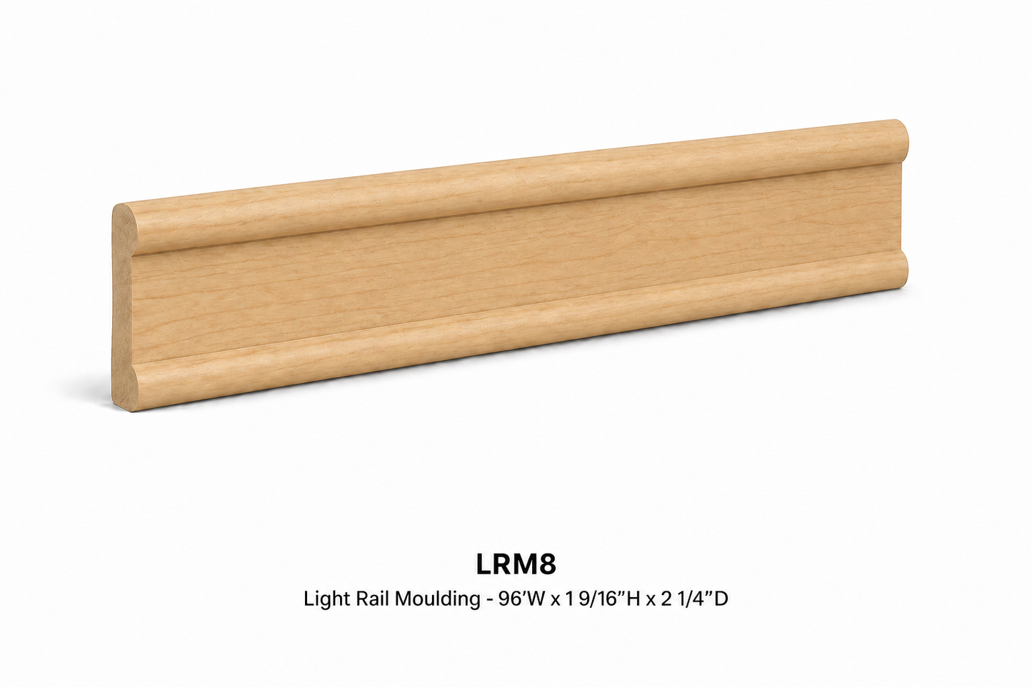 LRM8 Light Rail Moulding | 96" Wide x 1-9/16" High x 2-1/4" Deep | Launch Cabinet Collection