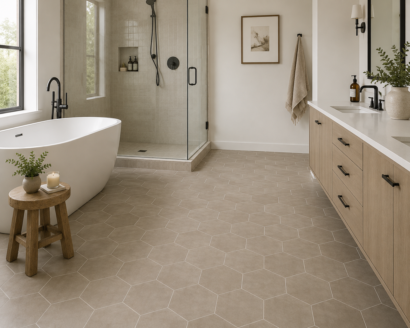 Marazzi Moroccan Concrete 8 x 8 Hexagon Tile - Taupe | Spotlight Savings