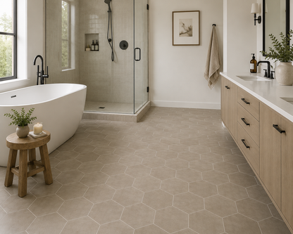 Marazzi Moroccan Concrete 8 x 8 Hexagon Tile - Taupe | Spotlight Savings