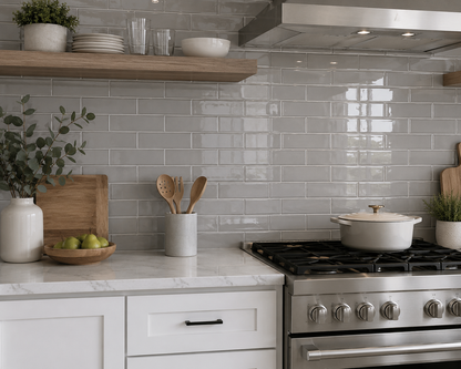 MSI Gray Glossy Ceramic Subway Tile | 4" x 16" | Spotlight Savings