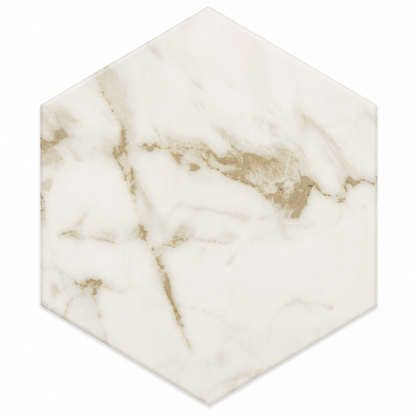 Marazzi Marble Obsession 8 in Hexagon Mosaic - Calacatta Gold 9.370 | Spotlight Savings