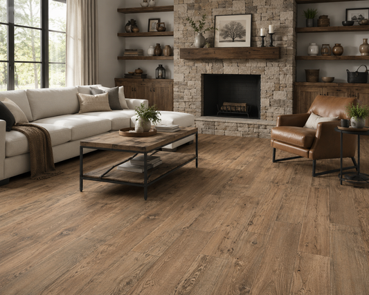 Mohawk Batavia II Luxury Vinyl Plank Flooring - Riverside Barnwood | 6" x 48" | Spotlight Savings