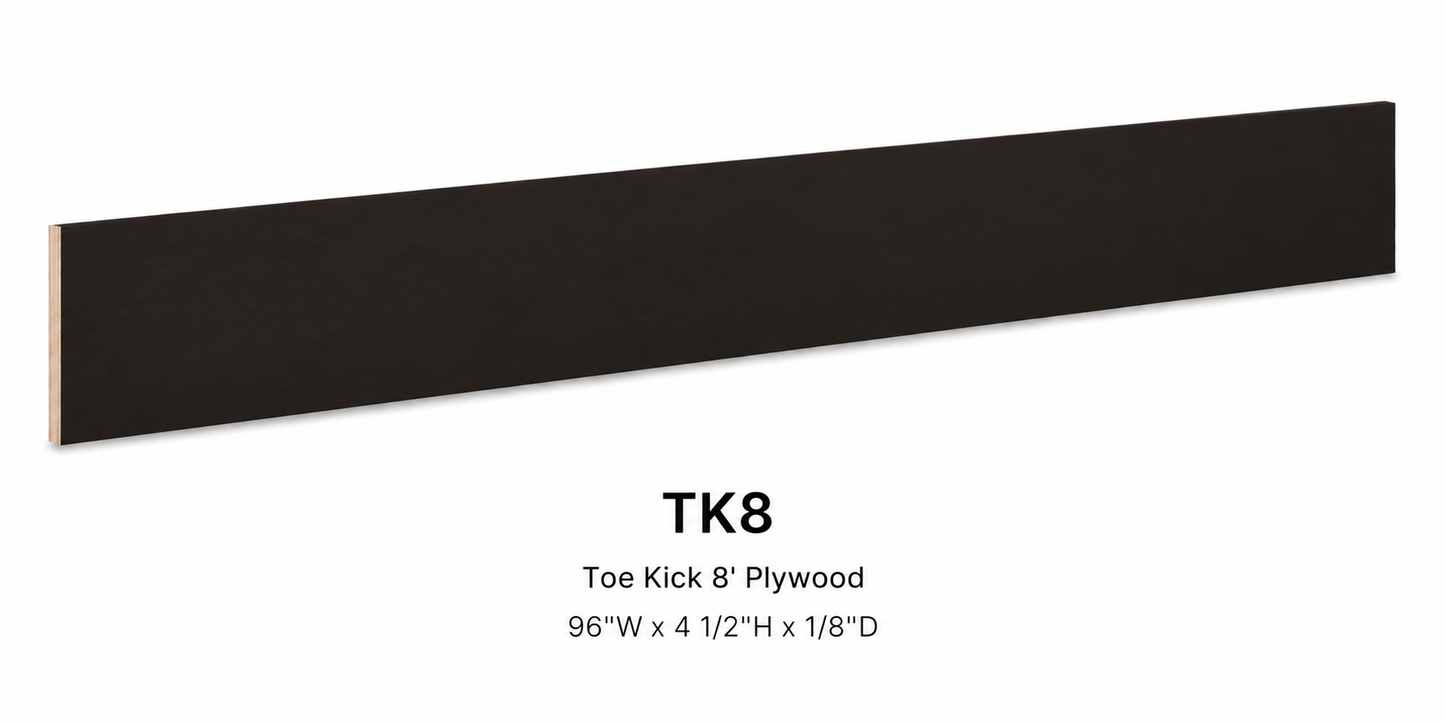 TKC/TK8 Plywood Toe Kick | 96" Wide x 4-1/2" High x 1/8" Deep | Launch Cabinet Collection