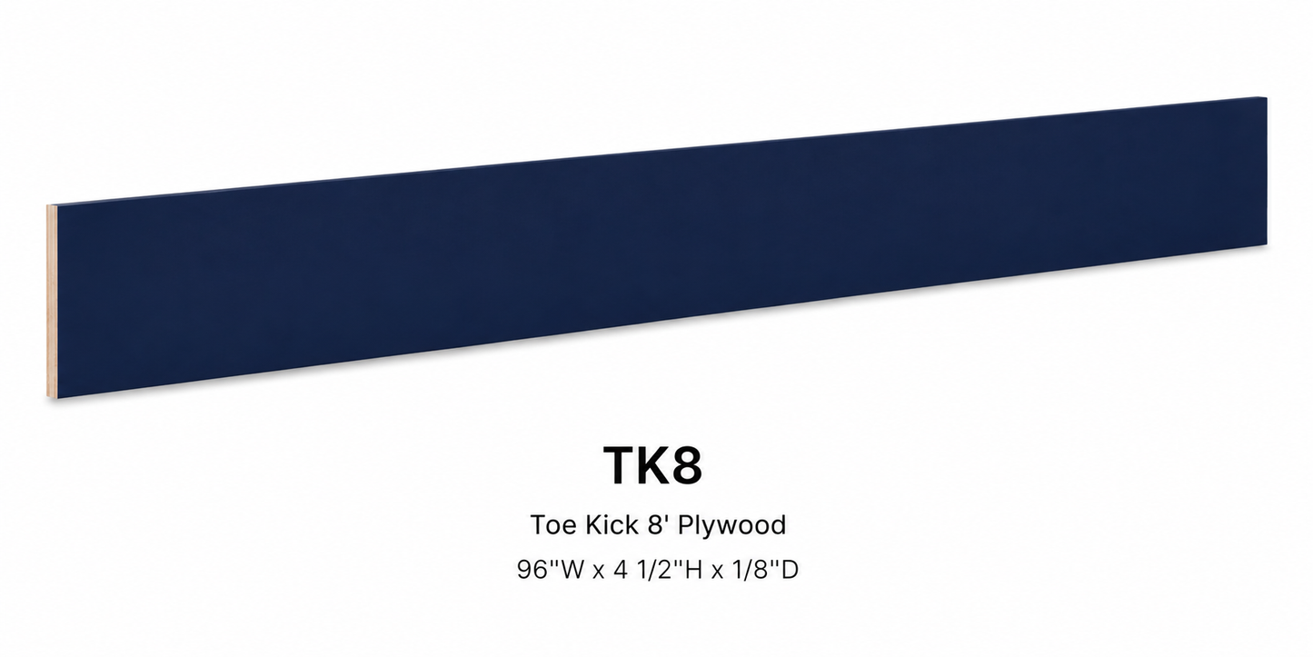 TKC/TK8 Plywood Toe Kick | 96" Wide x 4-1/2" High x 1/8" Deep | Launch Cabinet Collection