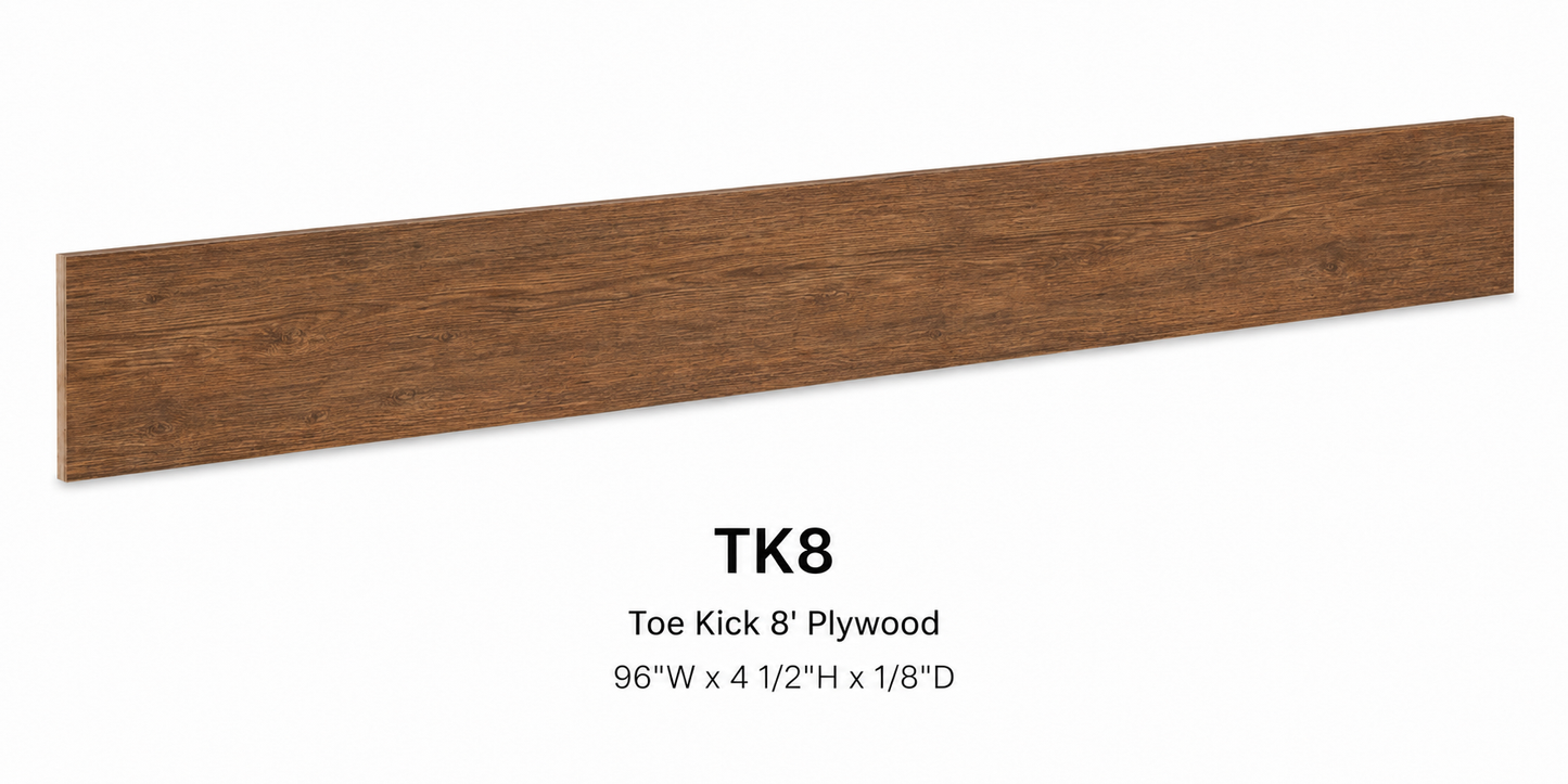 TKC/TK8 Plywood Toe Kick | 96" Wide x 4-1/2" High x 1/8" Deep | Launch Cabinet Collection