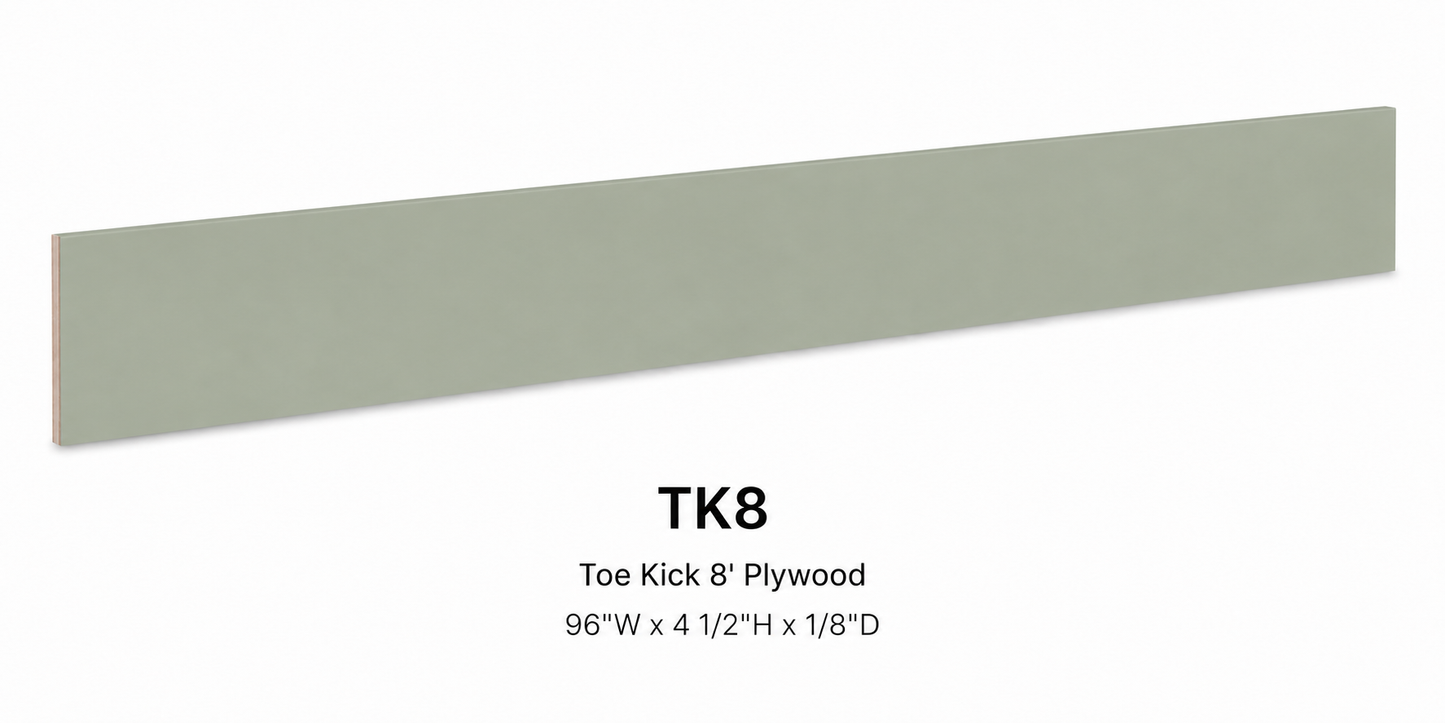 TKC/TK8 Plywood Toe Kick | 96" Wide x 4-1/2" High x 1/8" Deep | Launch Cabinet Collection