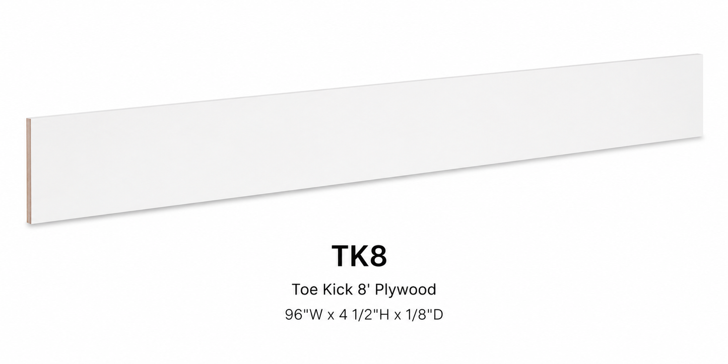 TKC/TK8 Plywood Toe Kick | 96" Wide x 4-1/2" High x 1/8" Deep | Launch Cabinet Collection