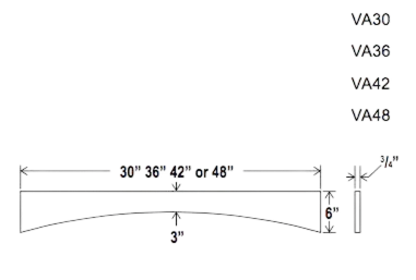 VA48 Arched Valance | 48"W x 6"H x 3/4"D | Launch Collection