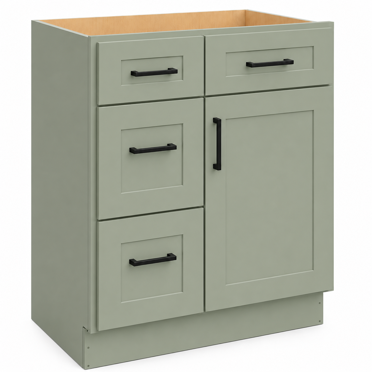 V3021DL Vanity Door/Drawer Base Cabinet | 30" Wide x 34-1/2" High x 21" Deep | Left-Hand Drawers | Launch Cabinet Collection