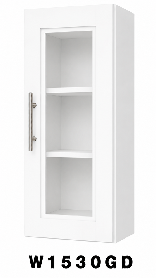 W1530GD Launch Collection Shaker Wall Glass Door Cabinet | 15"W x 30"H x 12"D