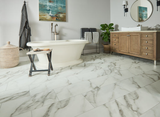 Bruce LifeSeal Reserve Waterproof Rigid Core Tile - Marble Winter White | 12" x 24" | Spotlight Savings